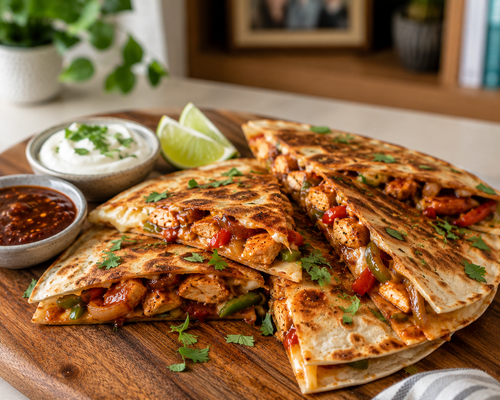 Spicy Garlic Chicken Quesadillas