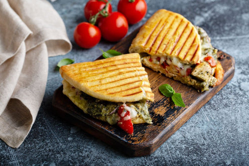 Smoked Mozzarella, Heirloom Tomato, Basil Panini