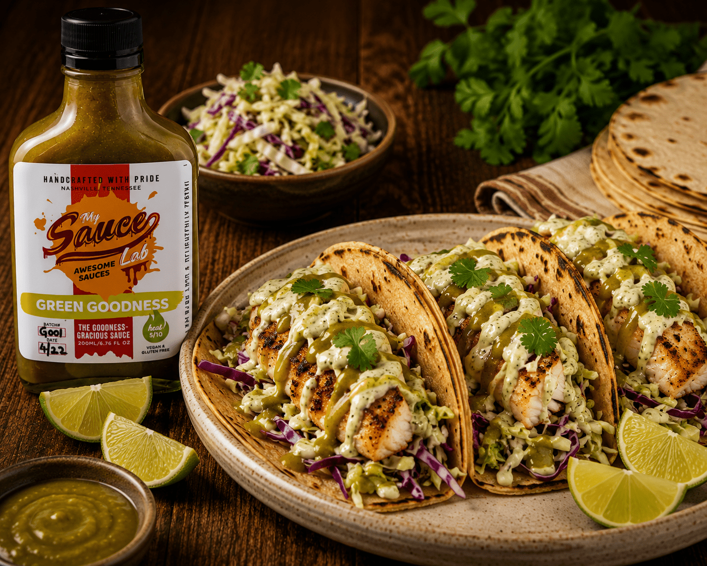 Green Goodness Fish Tacos